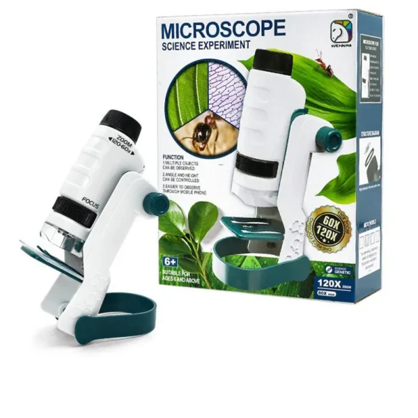 Çocuklar İçin Öğretici Stem Optik Lens 60-120X Zoom Taşınabilir Mikroskop