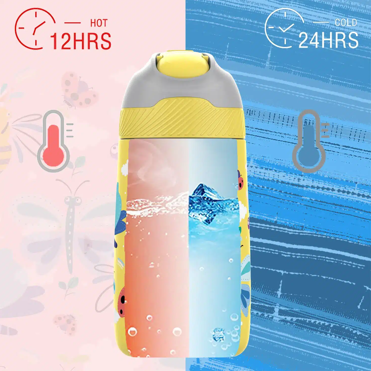 Fjbottle Çocuk 350 Ml Bpa'sız Pipetli Çelik Matara Paslanmaz Çelik Termos - Görsel 6