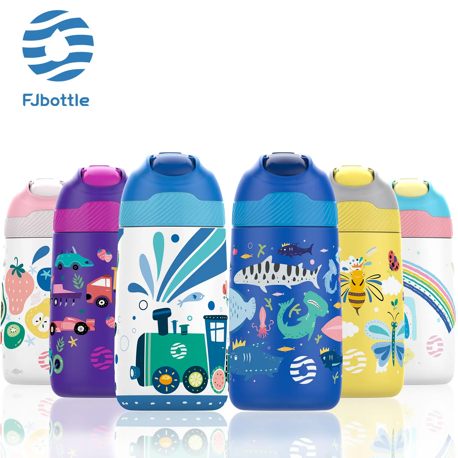 Fjbottle Çocuk 350 Ml Bpa'sız Pipetli Çelik Matara Paslanmaz Çelik Termos - Görsel 2