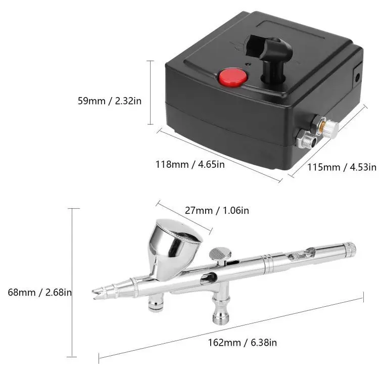 Pistole E13376Eu + Güç Adaptöü Hava Kompresörü Airbrush Seti - Görsel 4