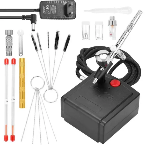 Pistole E13376Eu + Güç Adaptöü Hava Kompresörü Airbrush Seti